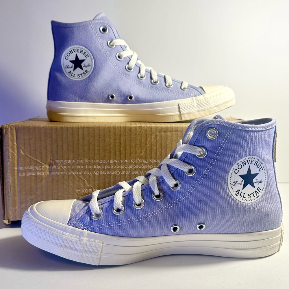 Converse Ctas High-Tops Purple/Silver Stars Sneakers, New.